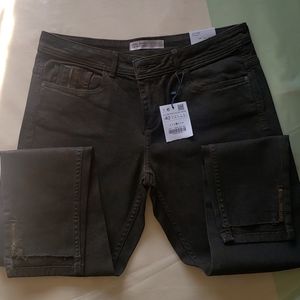 NEW ZARA mid rise skinny hunter Green size 8